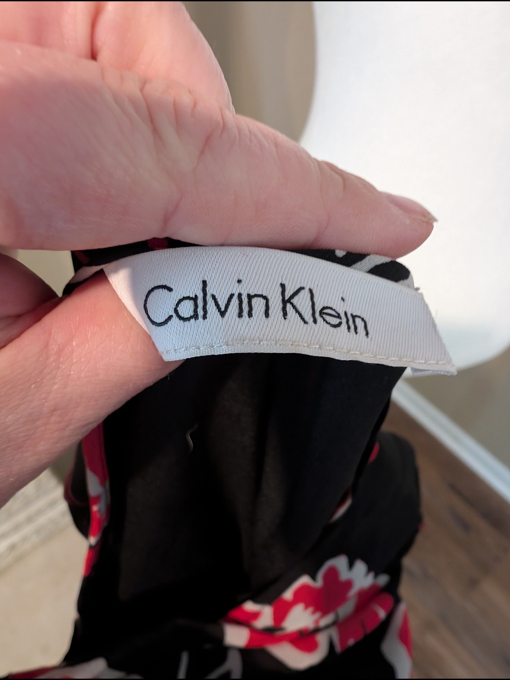 Calvin Klein PTP 23 Floral Tie-Neck Blouse in Black and Magenta - Picture 3 of 9